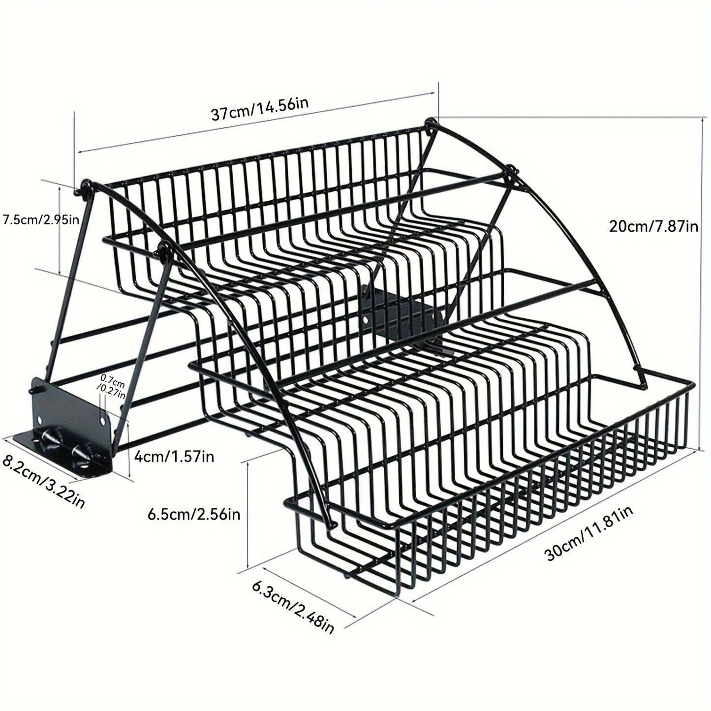 LDQ 3-Tier Pull-Down Spice Rack - Space-saving kitchen organizer for spice jars, easy-access metal storage shelf with retractable design