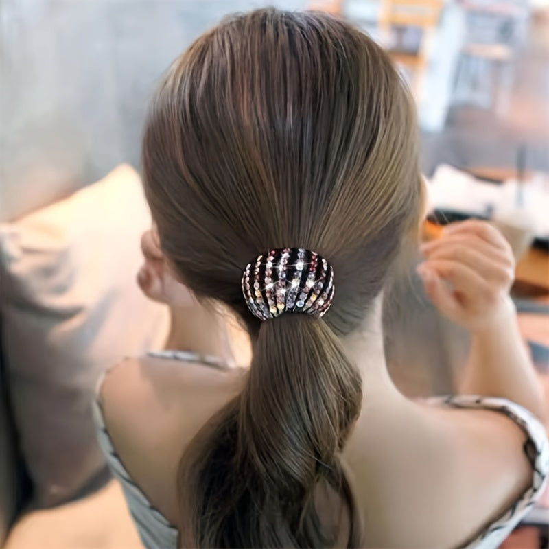 Stylish Bird Nest Hair Clip - Shiny Rhinestone Ponytail Holder with Secure Grip, Long-lasting Hold for Women and Girls - Trendy Hair Accessory