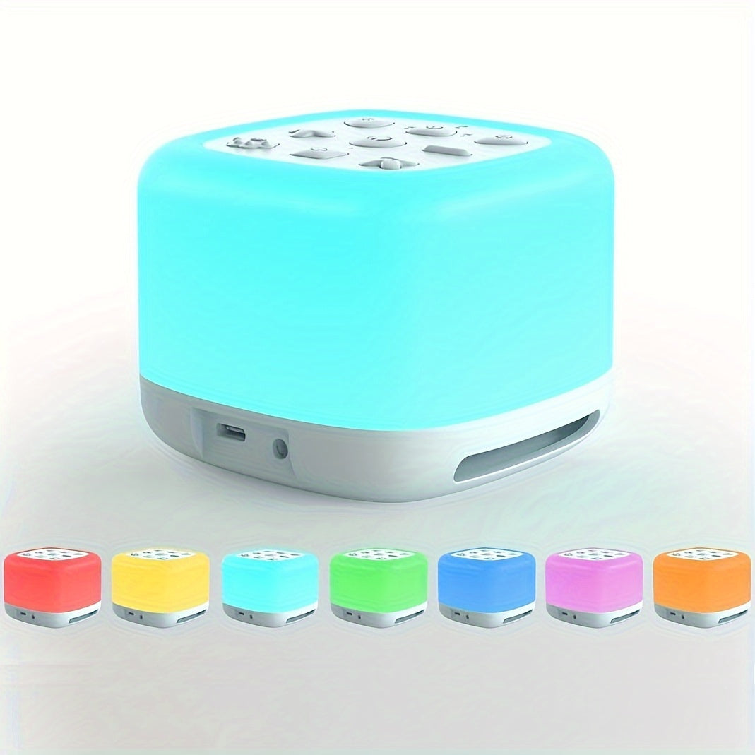 Sleep peacefully anywhere with our Rechargeable Portable Sleep Sound Machine. Featuring a 7 Colors Night Light, Wireless Speaker, and 40 Soothing Sounds including White Noise.