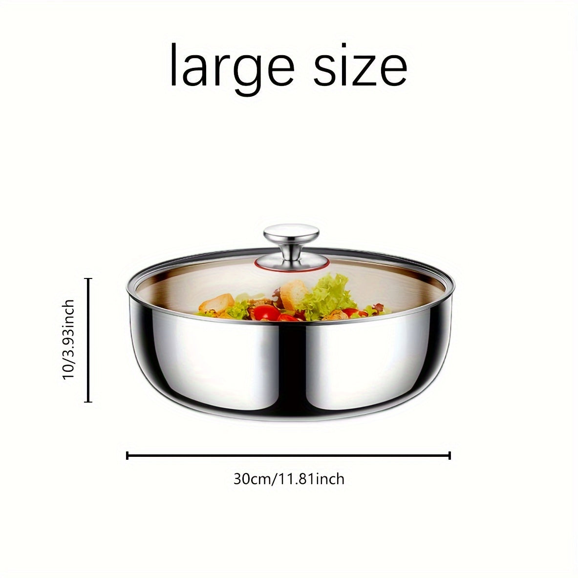 Large 29.97/32.0cm Stainless Steel Cooking Pot with Glass Lid - Versatile, High Capacity, Food-Grade, Induction Ready for Baking & Hot Pot Cooking