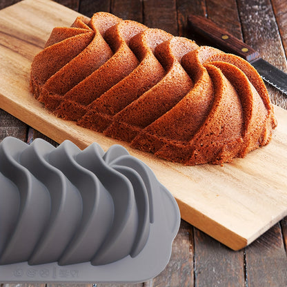 Set of 4 Silicone Baking Molds - Non-Stick, Flexible Loaf Pans featuring Lotus, Spiral, Braided, and Classic Fluted designs for Cakes, Breads, Meatloaf, Quiche, and more. Ideal for Holiday Parties and Gifting.