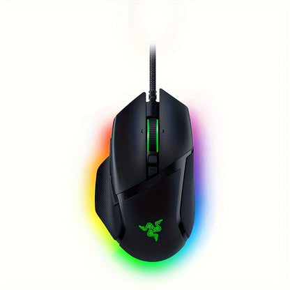 Razer Basilisk V3 gaming mouse: High-speed switch, customizable design, Chroma RGB lighting, 26K DPI sensor, 11 programmable buttons, HyperScroll tilt wheel.