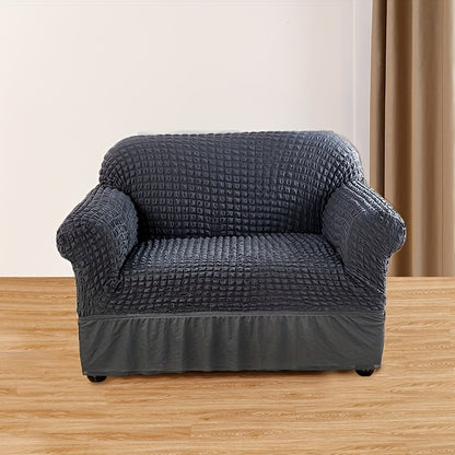 Seersucker slipcover mebelni chizishlardan, sirpanishlardan va barcha fasllardan himoya qilish uchun.