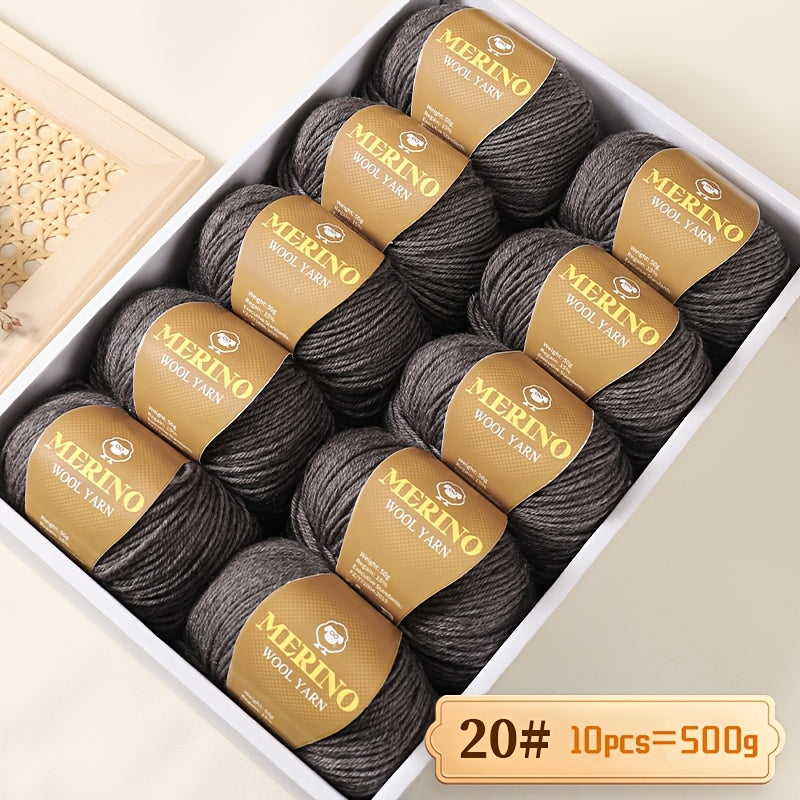 10 JIUWEIDIAOWANG Merino Wool Yarn balls, 500g each, 212 Medium Weight, Hand-Dyed DIY material for knit apparel - Multicolor Gradient, Chunky & Fine Blend, Camel Hair, Autumn Winter.