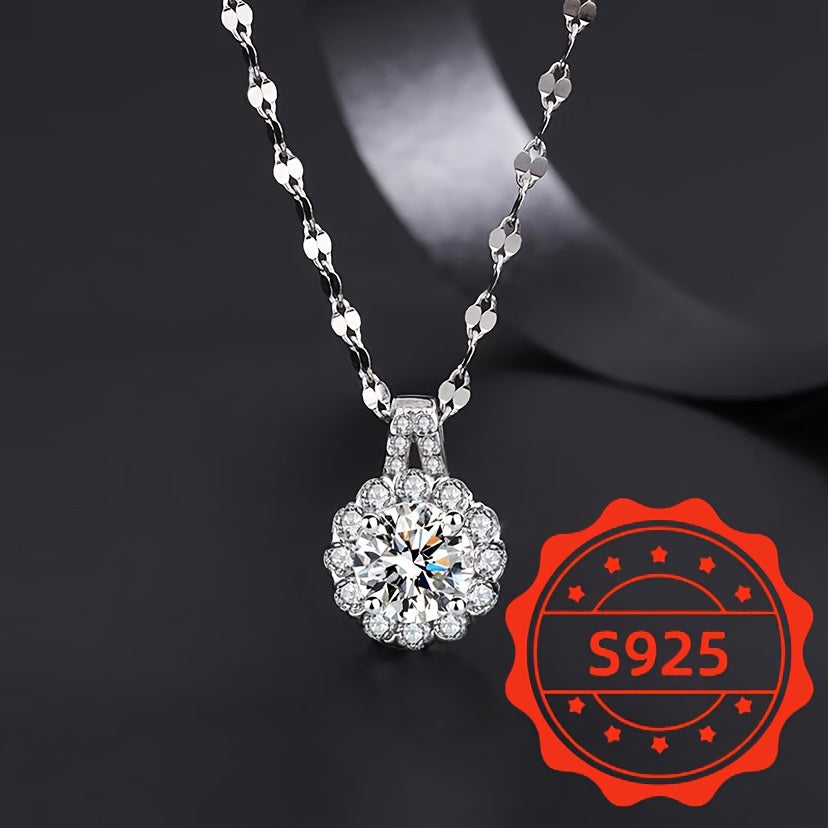 Elegant and luxurious, this S925 silver sunflower pendant necklace is perfect for women. Featuring synthetic cubic zirconia and a full drill flower design, it comes on a choker chain that is perfect for daily wear, parties, and dates. This necklace is a