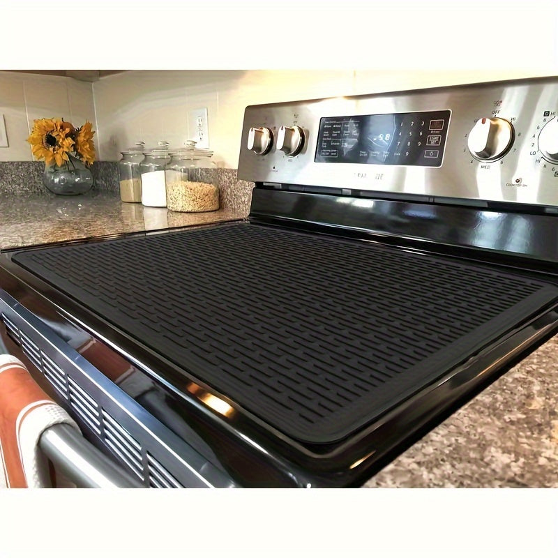 Large Silicone Stove Top Cover Mat - 71.12cm x 50.8cm - Heat-Resistant, Non-Slip, Waterproof, Foldable for Electric & Gas Ranges, Black - Perfect for Kitchen Protection, Stove Top Protectors, and More