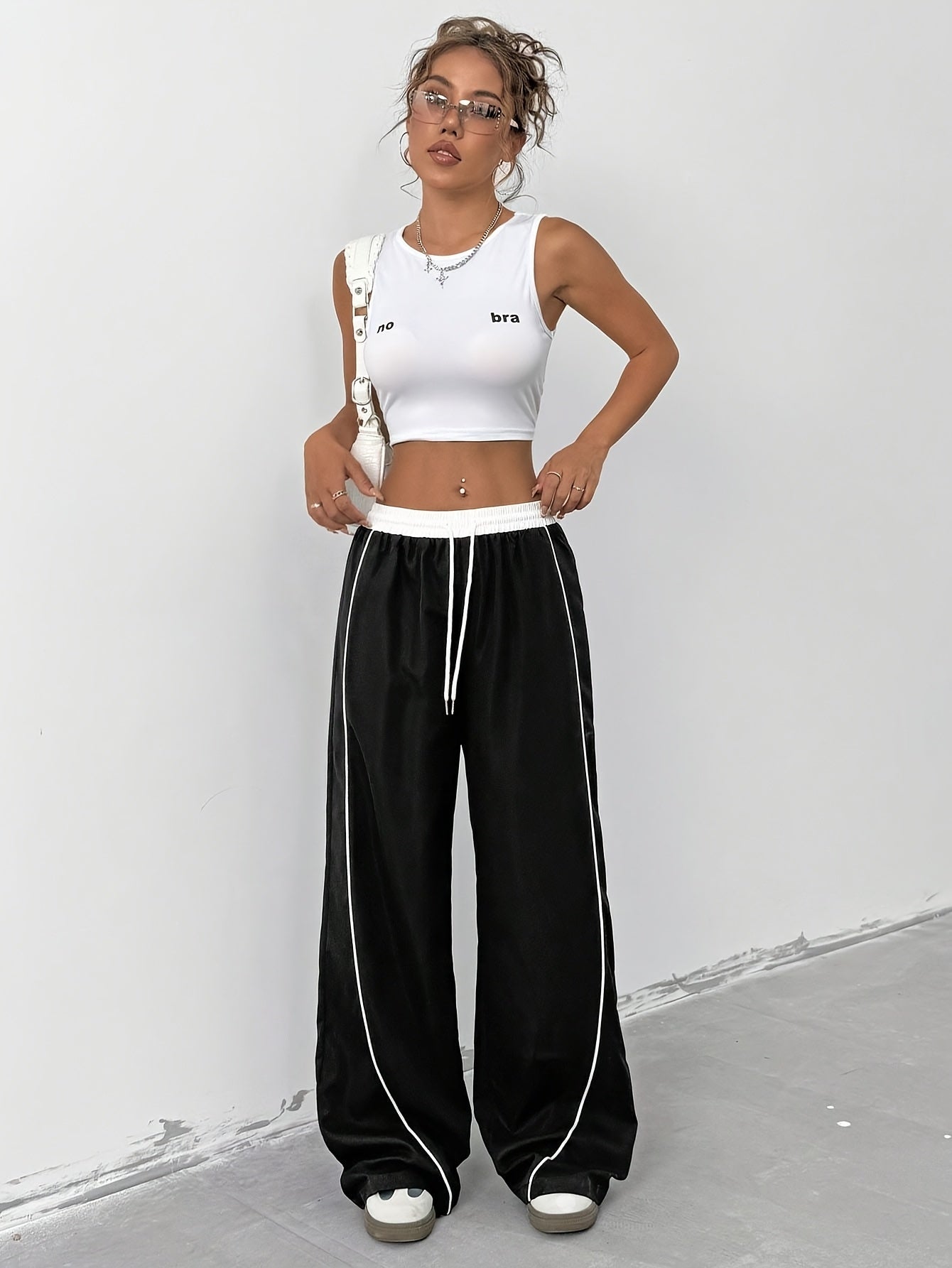 Tom Directional Women's Colorblock Drawstring Waist Wide Leg Pants