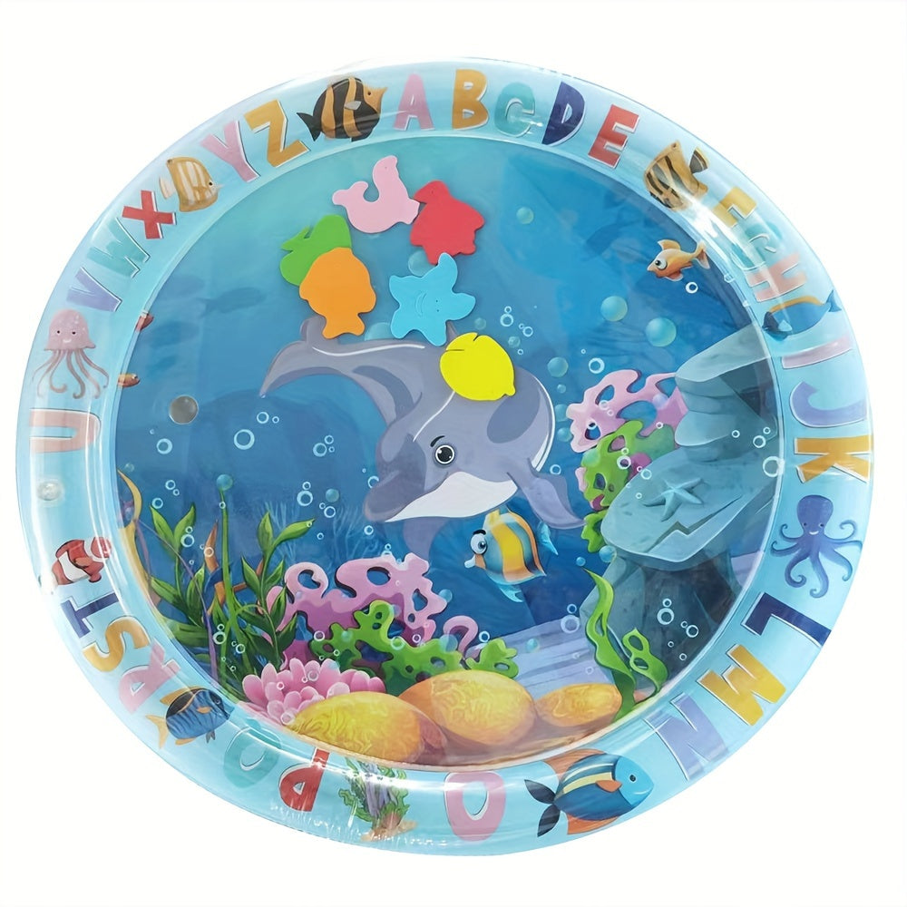 One adorable round dolphin inflatable playmat for babies, perfect for tummy time and water play. This fun and interactive mat makes a great gift for infants and toddlers for Christmas, Halloween, Thanksgiving, or Easter.