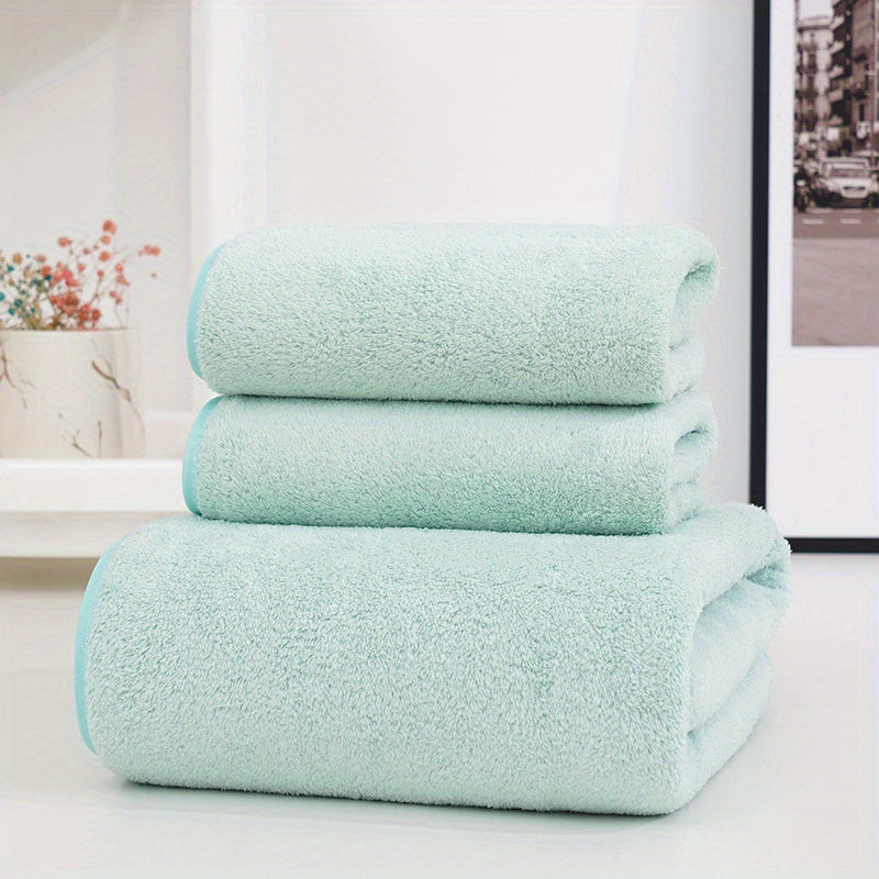 3-piece special set: 2 towels + 1 bath towel made with coral velvet for absorbency, no fading or hair loss, soft and comfortable for a new skin-friendly experience.