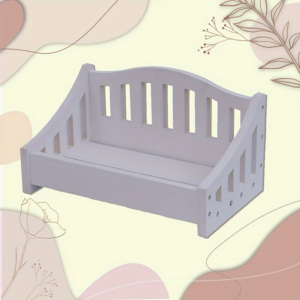 Newborn photography props including wooden bed and crib, introduced as new products in international trade.