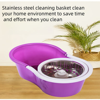 The Dual-Drive Spin Mop and Bucket Set is a hands-free swivel mop perfect for wet and dry cleaning. No electricity is needed, making it ideal for use in the living room, bedroom, toilet, kitchen, and for floor cleaning.