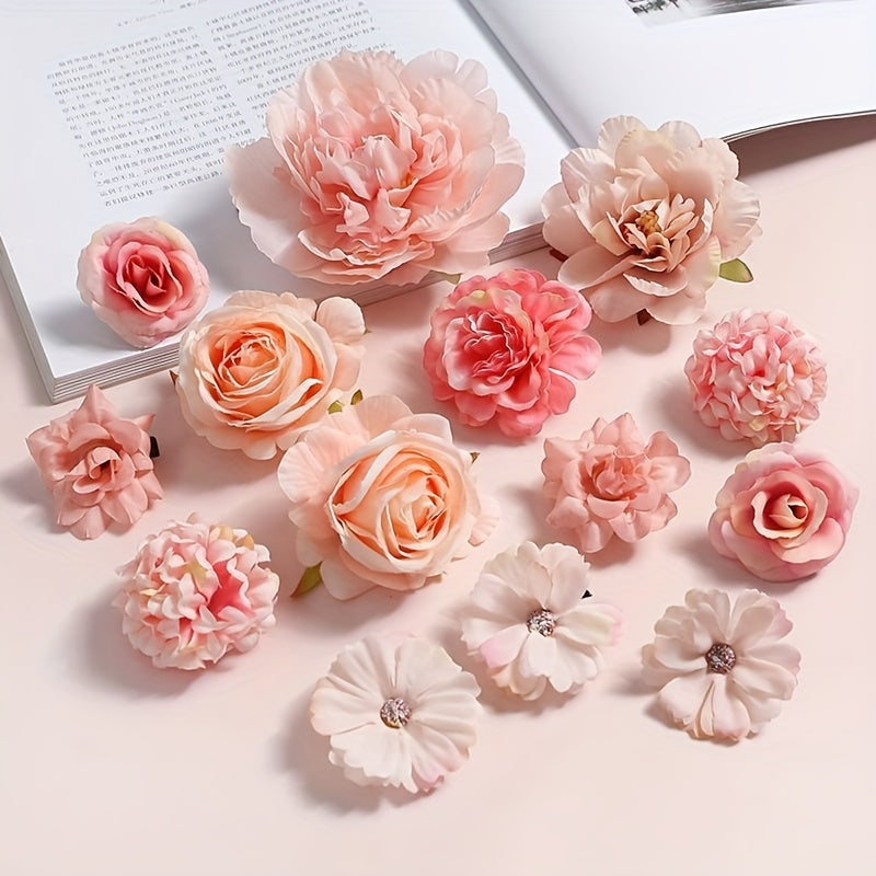 1 pack of silk rose flower heads for home decor, weddings, and DIY crafts - ideal for garlands and gift accessories.