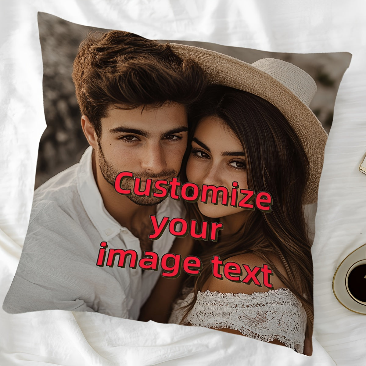 Customize your home decor with a personalized photo throw pillow cover made from high-quality short plush material. This single-sided printed cushion case is perfect for adding a personal touch to your car, sofa, bedroom, or any other space. Measuring