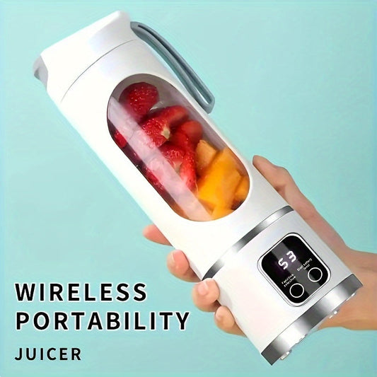 Portable Mini Blender & Juicer - USB Rechargeable, Three Speed Settings with Digital Display, Stainless Steel Blades for Smoothies, Shakes & Fresh Juice - Perfect for Camping, Traveling & Gifting