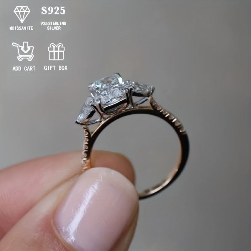 Beautiful 2ct Radiant Moissanite Engagement Ring - Made with Hypoallergenic S925 Sterling Silver, Ideal for Special Occasions like Weddings & Anniversaries, Comes with Certificate of Authenticity and Luxury Gift Packaging.