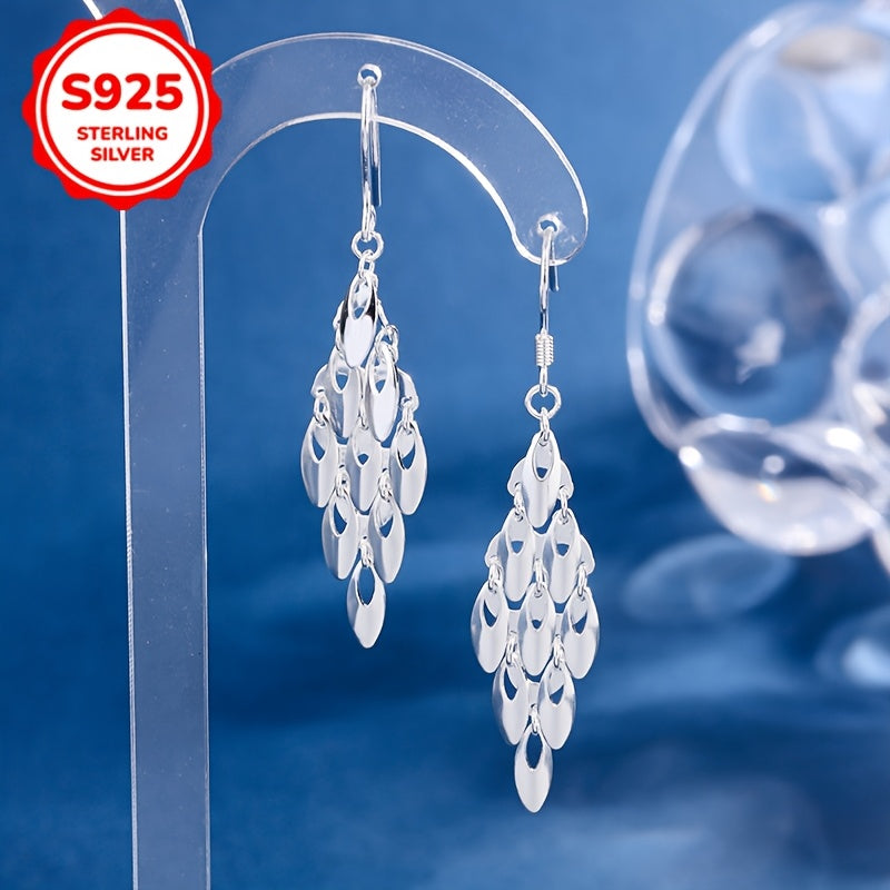 Stylish Bohemian Earrings featuring a fashionable design with a glossy Phoenix tail-shaped long tassel made of S925 silver. The earrings weigh 3.3g/0.116oz.