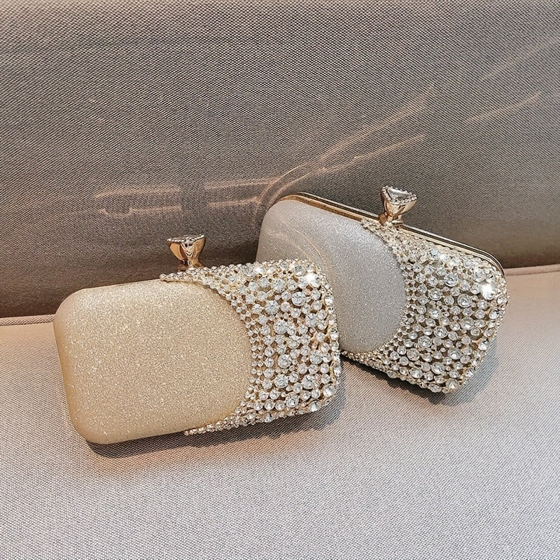 Sparkling rhinestone evening clutch for weddings, parties, and proms.