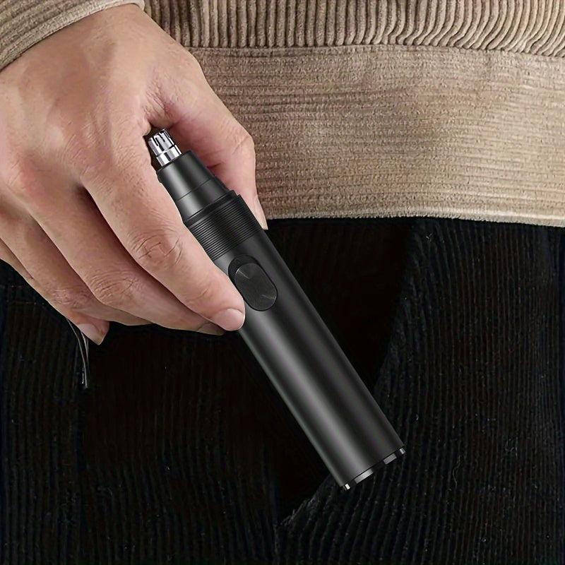 Professional nose and ear hair trimmer for women and men, stainless steel with battery power.