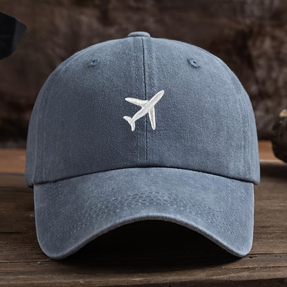 Airplane Embroidery Baseball Cap for outdoor activities, providing sun protection for mountaineering and fishing.