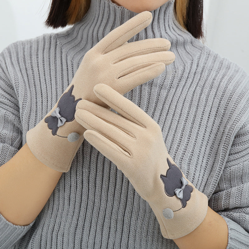 Cozy and Stylish Cat Embroidered Gloves for Women - Stay Warm and Chic in Winter