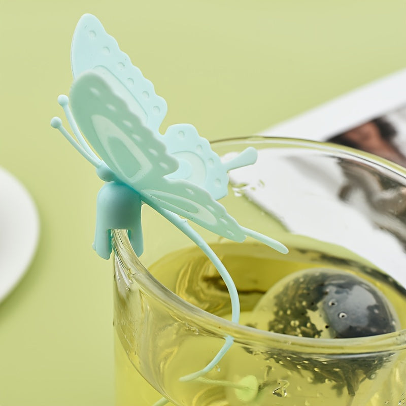 Transparent Butterfly-Shaped Silicone Tea Infuser - Reusable Loose Leaf Strainer for Home and Restaurant Use (1 piece)