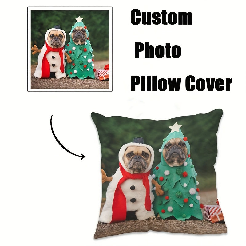 Customized pillow cover for home decoration, perfect for Valentine's Day, Christmas, Thanksgiving, and New Year celebrations. Makes a great family gift or wedding anniversary gift. Single-sided printing with no pillow core included. Measures 45.72 x