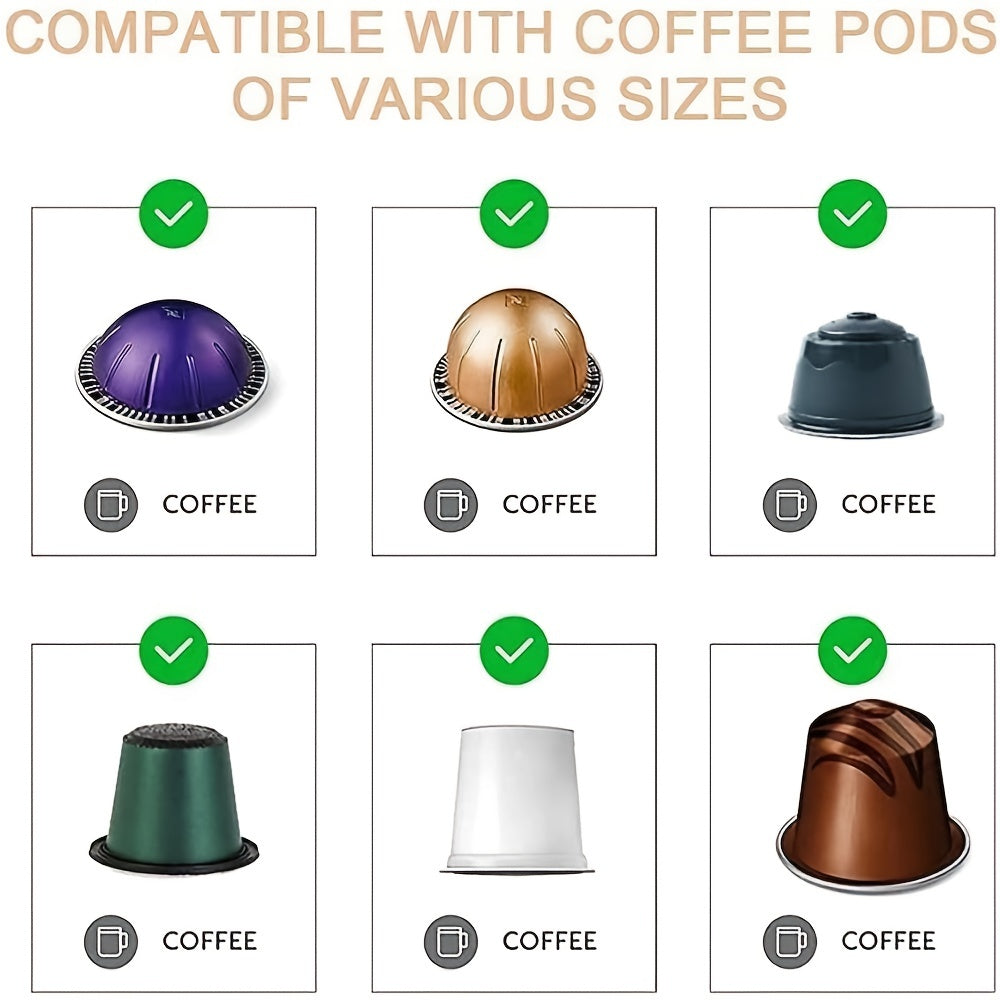 Coffee bar accessories including a 1pc Coffee Capsule Holder compatible with K-Cup, Nespresso Original, Dolce Gusto, Vertuoline, Lavazza Coffee Pods. Shelf Capsule Storage Racks also included.