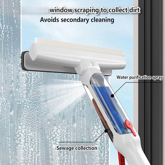 Multi-Purpose Window Cleaning Wiper with Extendable 189.99 cm Long Handle, featuring Multi-Function Spray and Water Purification System. Made of Durable Plastic Material, this tool is perfect for Home and Car Use, specially designed for High-Rise Glass