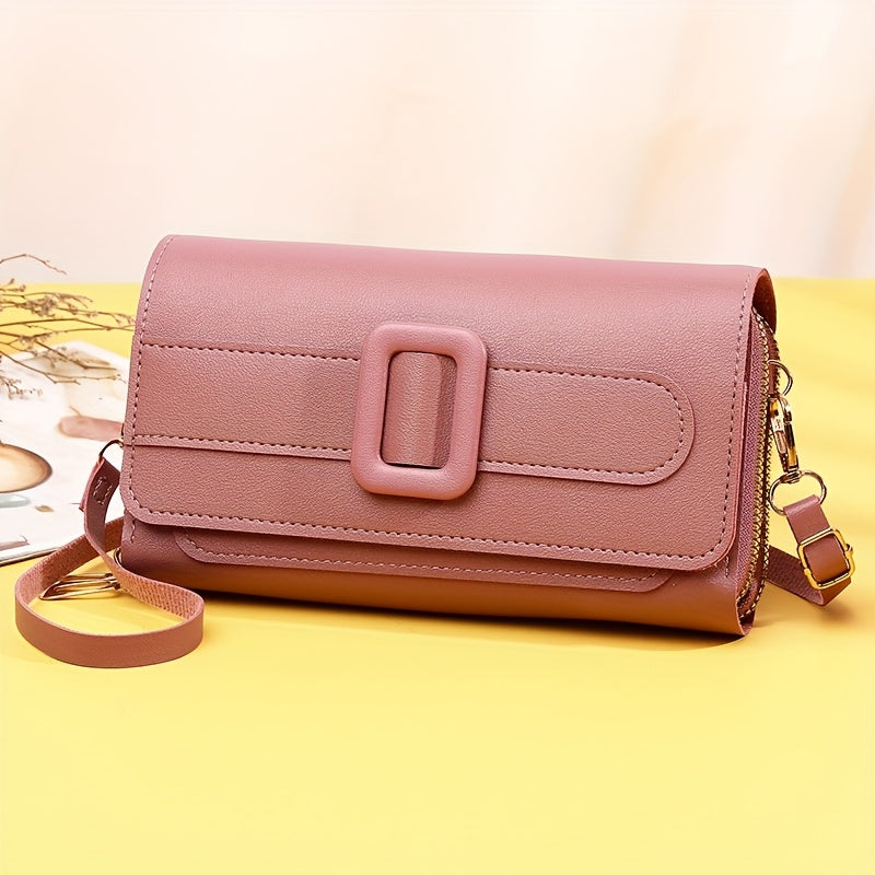 Stylish and practical solid color PU crossbody bag designed for women, ideal for work, evening events, parties, and Valentine's Day.