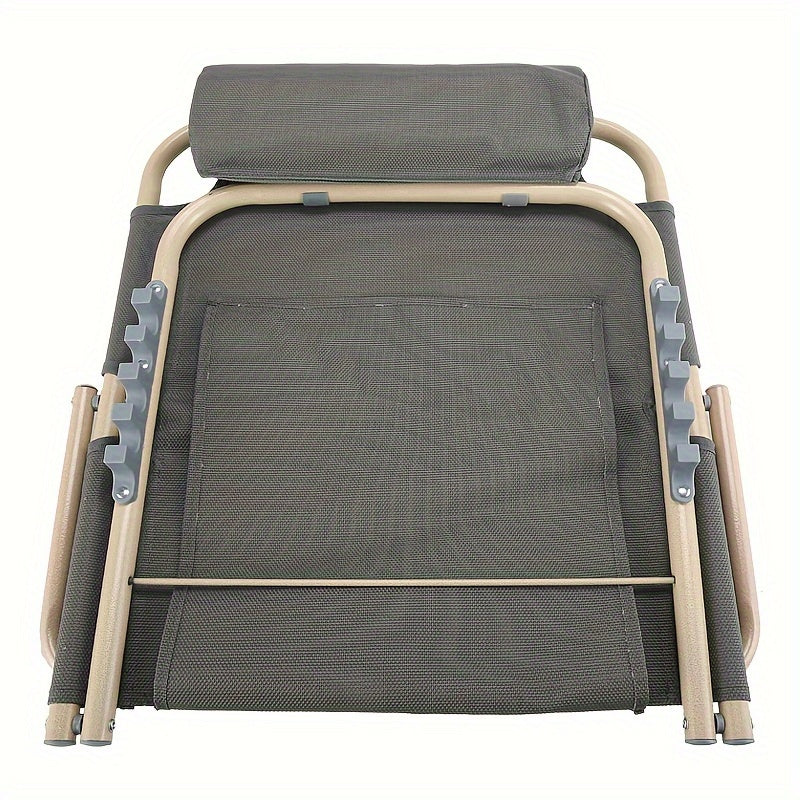 Grey Adjustable Backrest Chair made of Polyester Material, Folding Lazy Sofa suitable for Dormitory or Tatami Floor Lounger. This Large Size Bed Computer Chair comes with a Headrest and Extended Footrest.