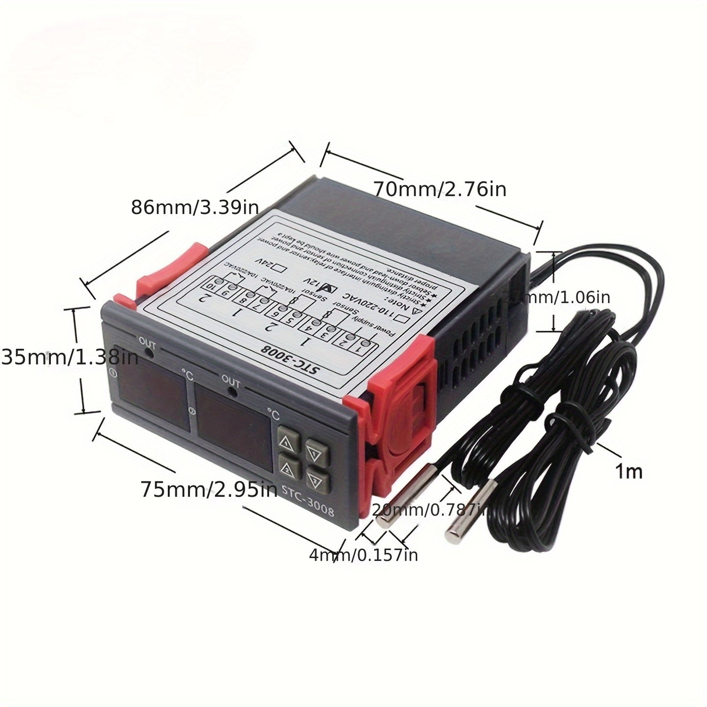 STC-3008 Smart Dual Control Temperature Controller with Digital Display - 110V/220V, Battery-free - Perfect for Aquariums