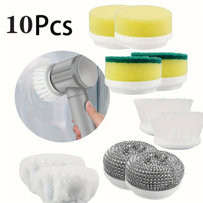 5 to 10 pieces of replacement brush heads are available as accessories for electric rotating cleaning brushes. These rechargeable electric cleaners replacement heads are suitable for bathtubs, floors, walls, tiles, bathrooms, windows, and sinks.