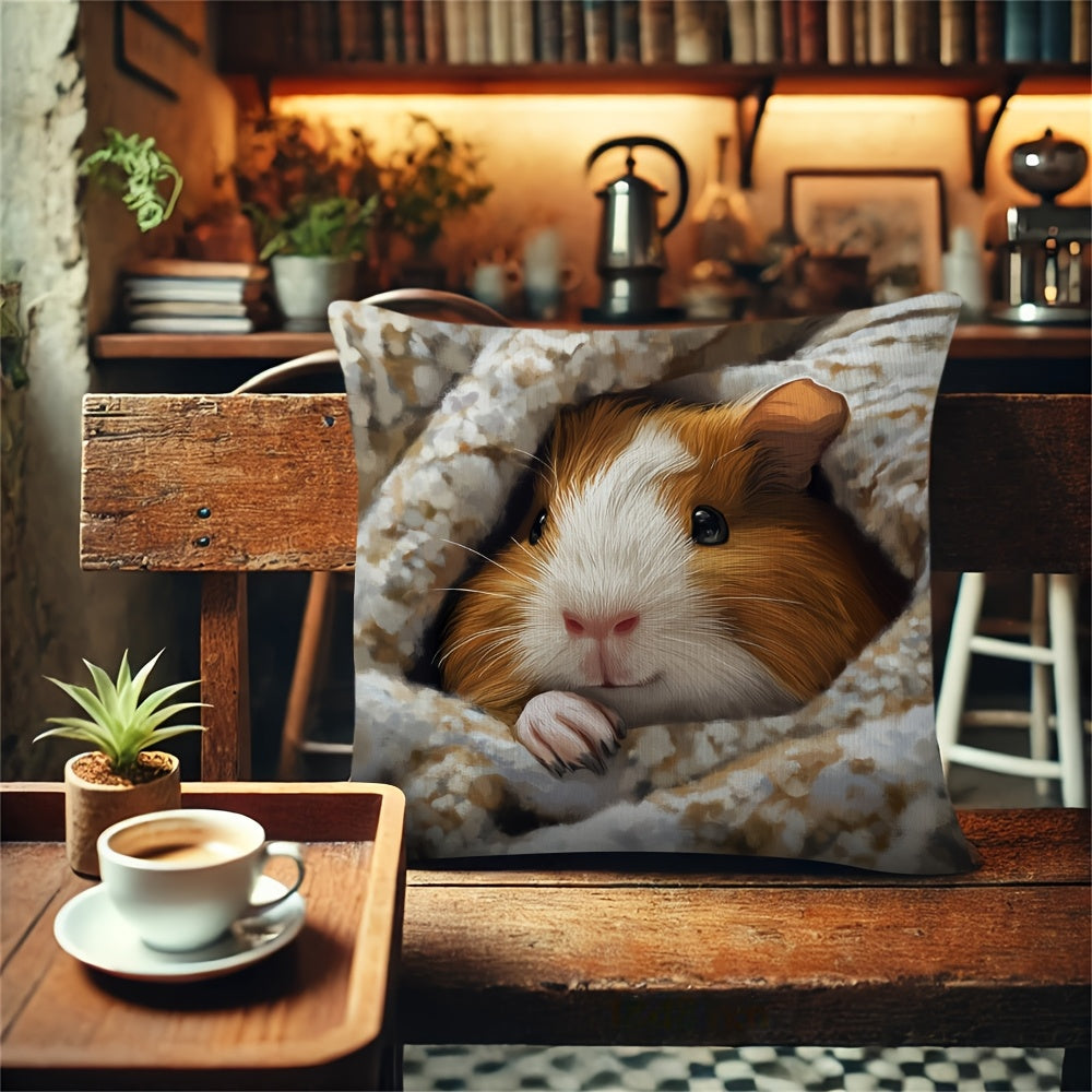 Charming Guinea Pig Throw Blanket featuring a dual print design and hidden zipper, ideal for adding a touch of charm to your sofa or farmhouse decor. Constructed from machine washable polyester, this cozy blanket is perfect for decorating for the