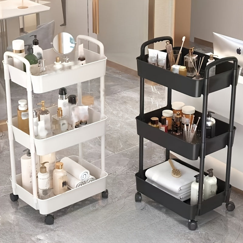 Christmas Three-Layer Rack Trolley Floor Gap Kitchen Multi-Layer Mobile Bathroom Bedside Storage Shelf