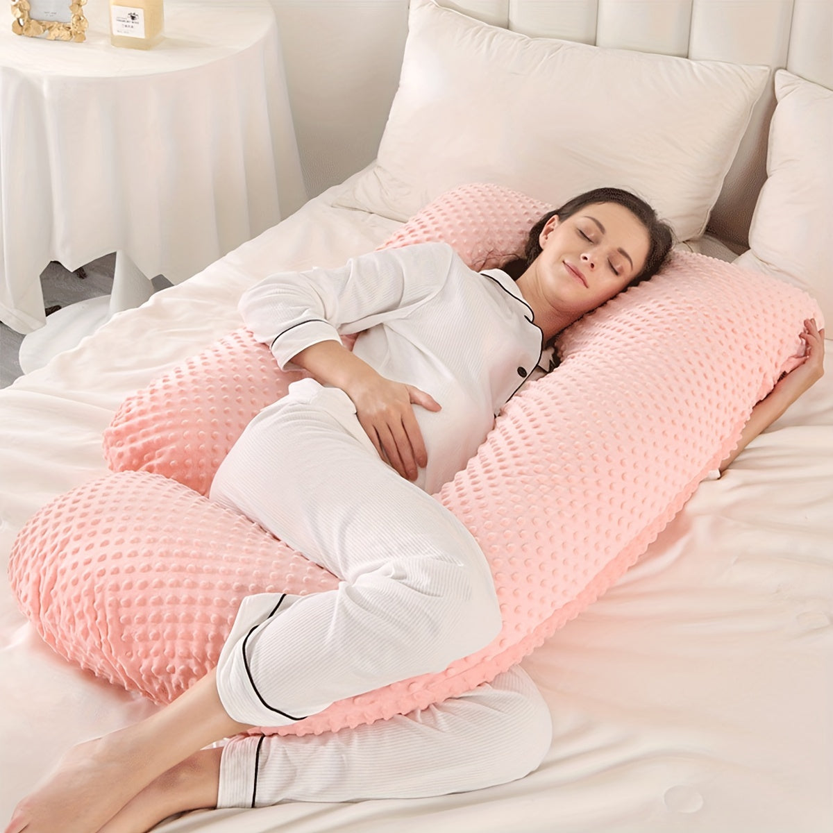 Ultra-Plush U-Shaped Pregnancy Pillow for Side Sleeping - Provides Gentle Waist Support, Ideal Present for Expectant Mothers during the Holidays like Christmas, Halloween, Thanksgiving, and Valentine's Day.