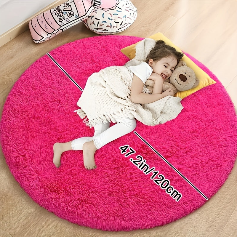 Round Large Ultra Soft Plush Rug - Non-slip and Waterproof Shaggy Throw Rug for Living Room, Bedroom, Nursery, Game Room, and Dormitory. Perfect Teenage Room Decoration - Room Decor (10.16cmX10.16cm)