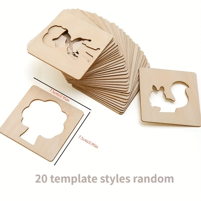 20 wooden drawing stencils for educational gift