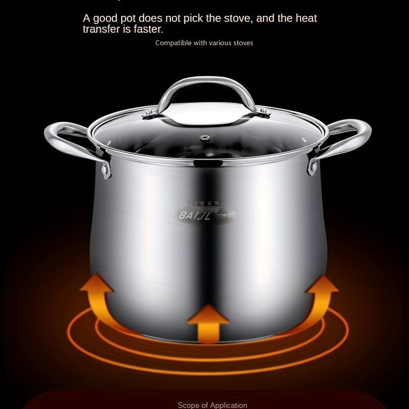 One piece of stainless steel steamer pot with lid, measuring 9.44 inches/24cm in diameter. Can be used on induction cooker, gas stove, and electric stove. Great for steaming and cooking. A versatile kitchen utensil and gadget for your home kitchen.