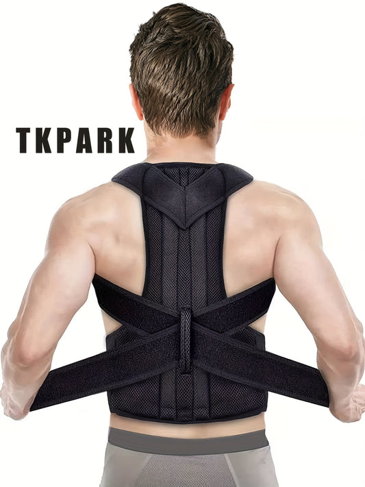 Flexible posture corrector vest with lumbar and shoulder support for improved posture and back pain relief.