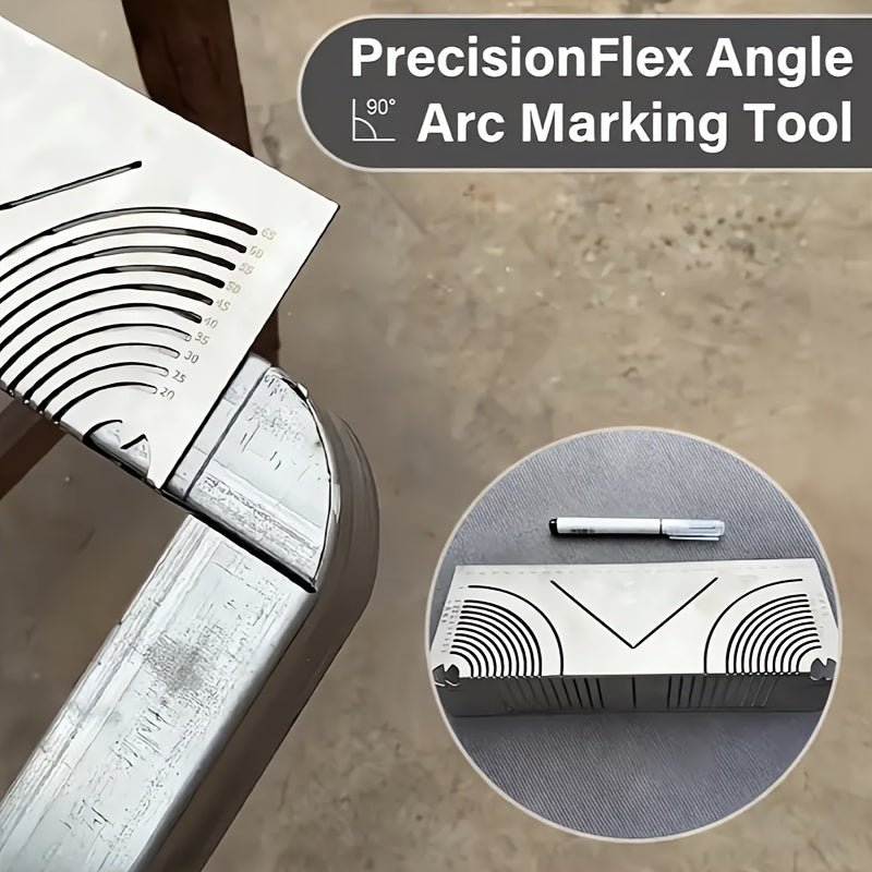 1pc adjustable metal angle and arc marker, stainless steel, portable, waterproof, double-purpose striper with 90-degree accuracy. Ideal for home decoration, building marking, and drawing