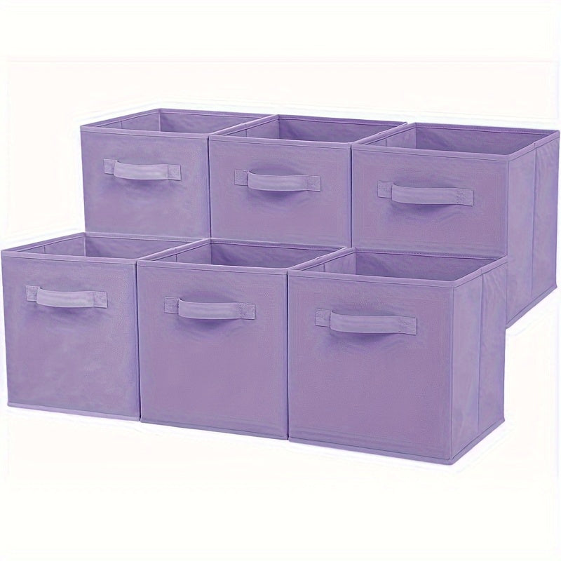 6 Pastel Purple Ombre Non-woven Storage Boxes with handle for home or office use, suitable for storing clothes, dolls, and office files.