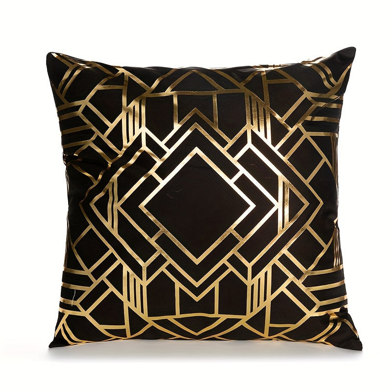 Boho luxury gold plated decorative pillow cover for sofa or bed, cozy modern home decoration, 45.72x45.72 cm.