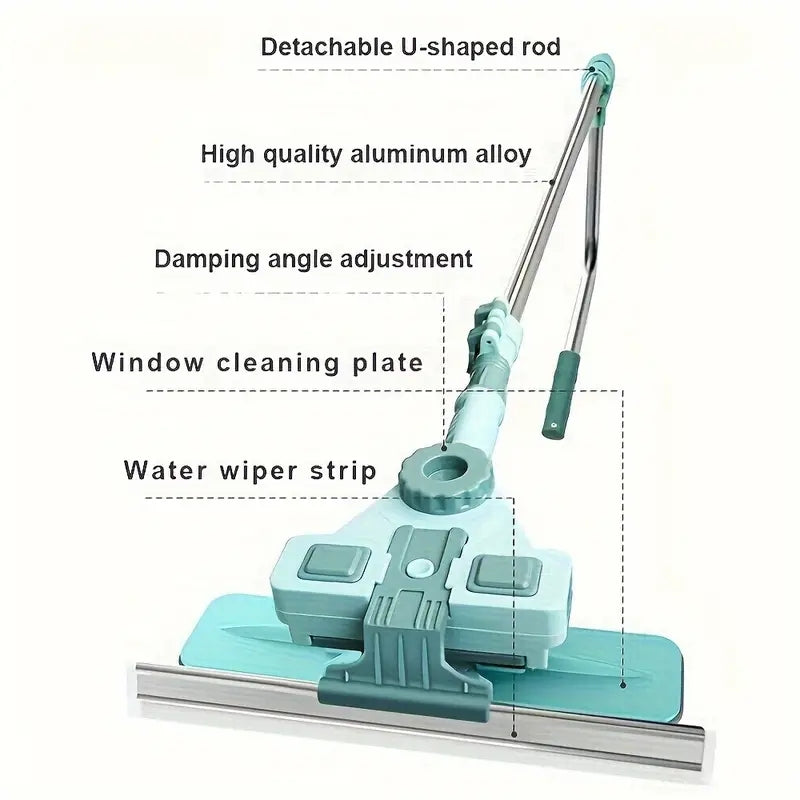 Extendable Window Cleaning Kit includes a Rubber Squeegee and Microfiber Cloth - No Electricity Required, Ideal for Living Room and Glass Surfaces