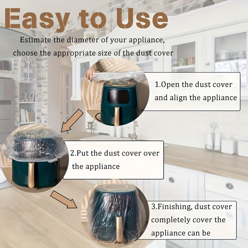 Disposable transparent thick dust covers, ideal for household appliances including toasters, gas fryers, instant cookers, fans, and microwave ovens. Perfect for cleaning, moving, or storing idle electrical appliances. Comes in a pack of 50 pieces.