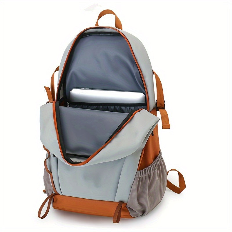 1pc Fashionable Laptop Backpack made of nylon with a fashionable checkered pattern, suitable for outdoor hiking and carrying a laptop.