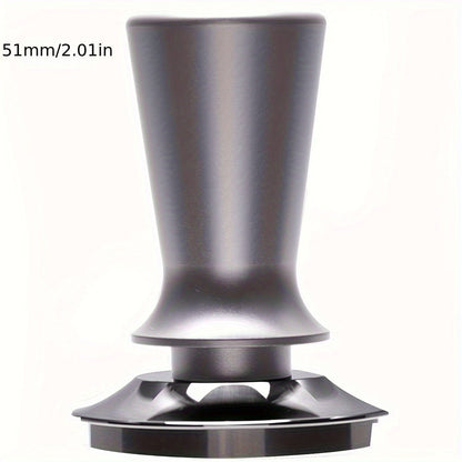 Calibrated Espresso Tamper with Spring Aluminum Handle and Stainless Steel Flat Base - 1pc in 51/53/58mm sizes, includes Coffee Mat