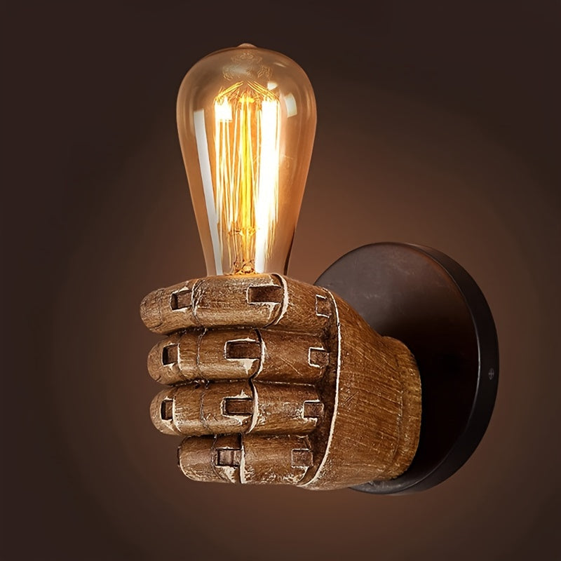 1 piece of Industrial Style Wall Lamp in the shape of a left and right hand fist made of resin, with E26 socket, perfect for celebrating Eid Al-Adha.