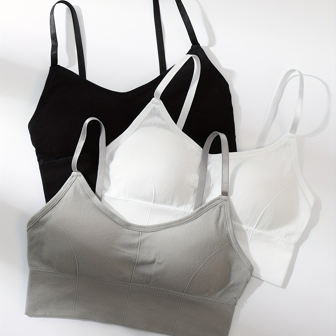 3 Simple solid cami tops that are soft, comfy, and versatile, perfect for women's lingerie and underwear.