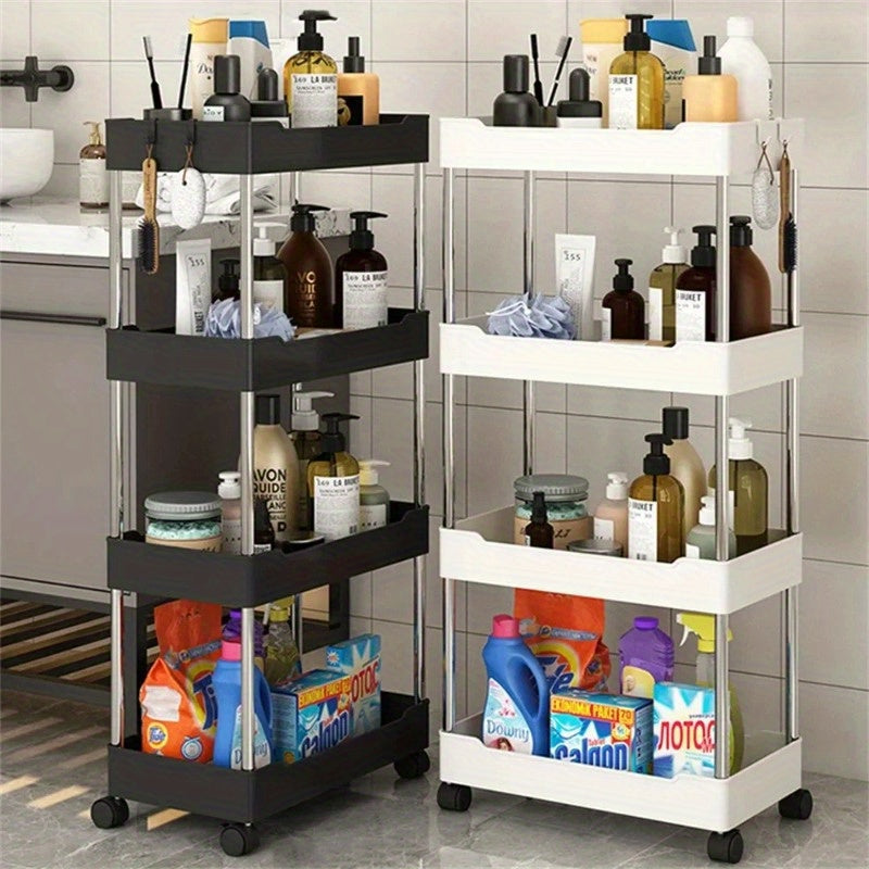 Rolling Storage Cart with Wheels, Perfect for Kitchen and Bathroom Organization - Space-Saving Multi-Tier Organizer, Easy Access Storage Rack, No Assembly Needed, Slim Design for Tight Spaces.