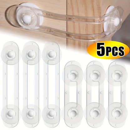 This pack includes 5 safety cabinet locks and straps made of transparent, latex-free plastic for home proofing. The adjustable length ensures a secure closure, making them suitable for individuals aged 14 years and above.